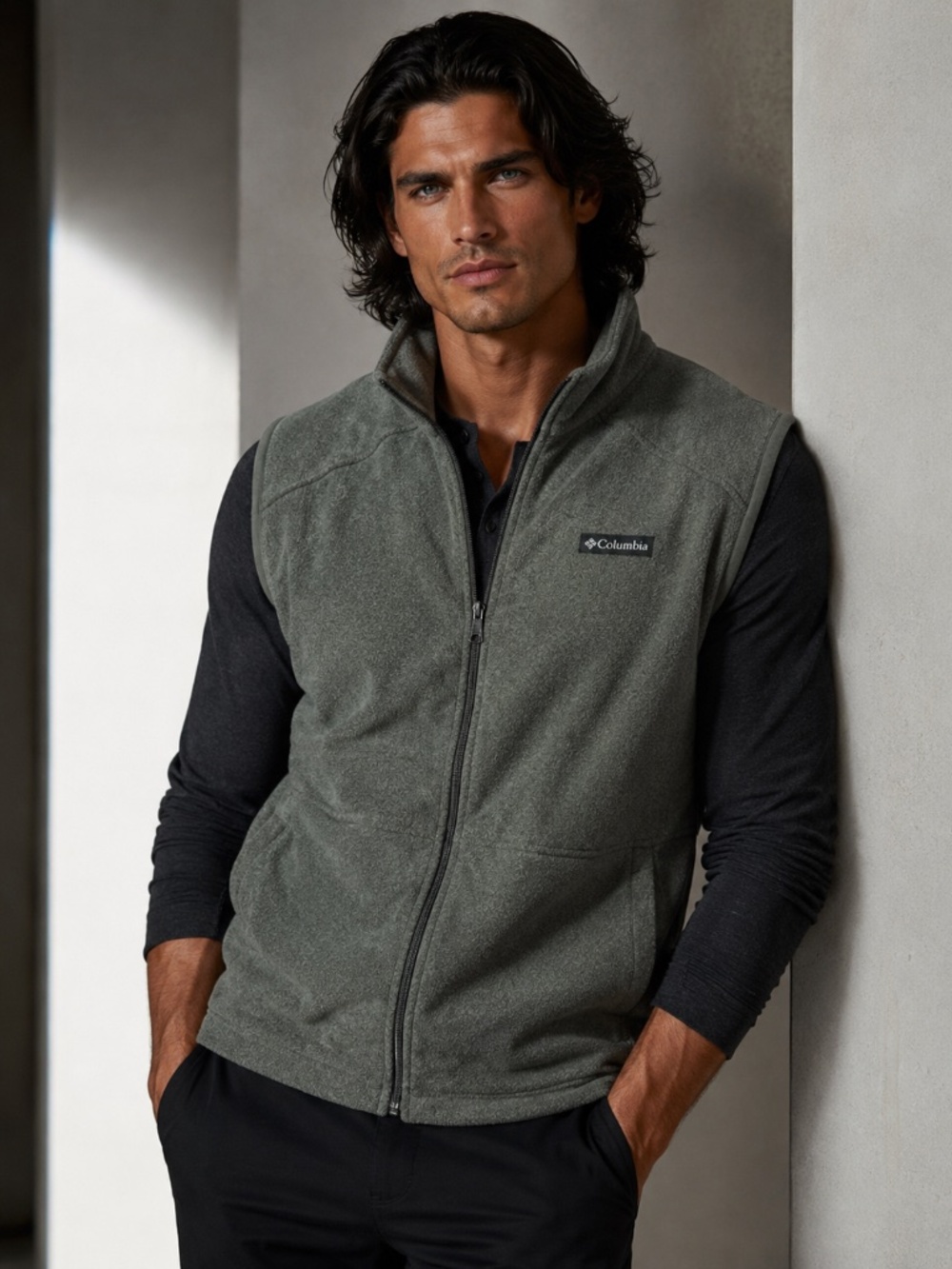 Columbia Men’s XL Gray Fleece Vest Full Zip Outdoor Hiking Gorpcore